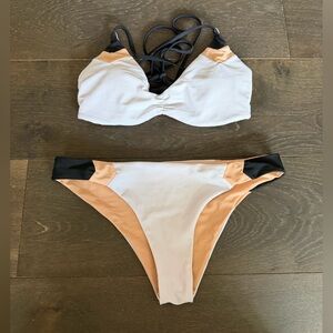 White and Peach Bikini Set